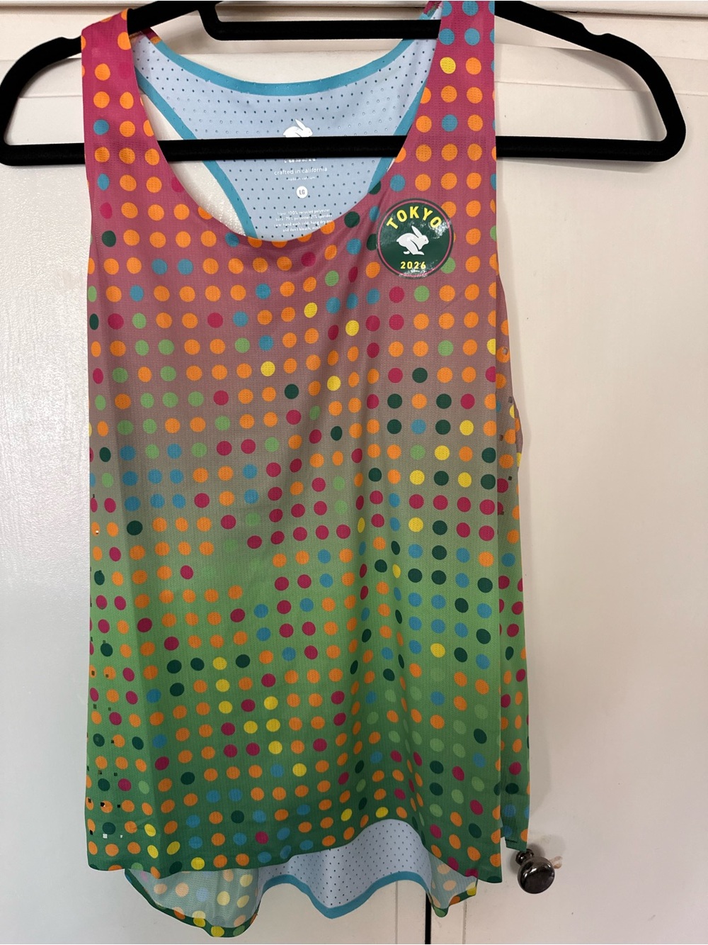 Rabbit Polka Dot Multicolor Athletic Tank with Tokyo Patch